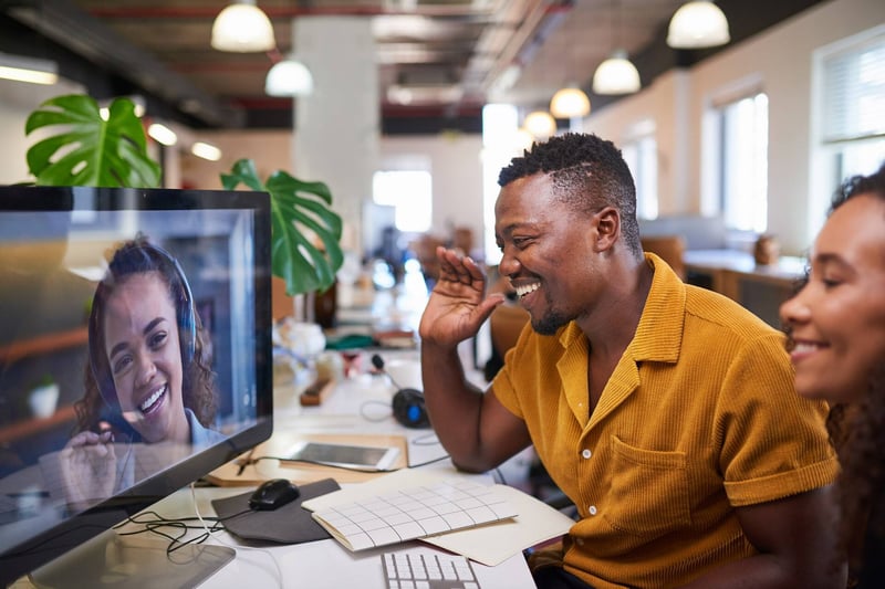 video conference with remote team members